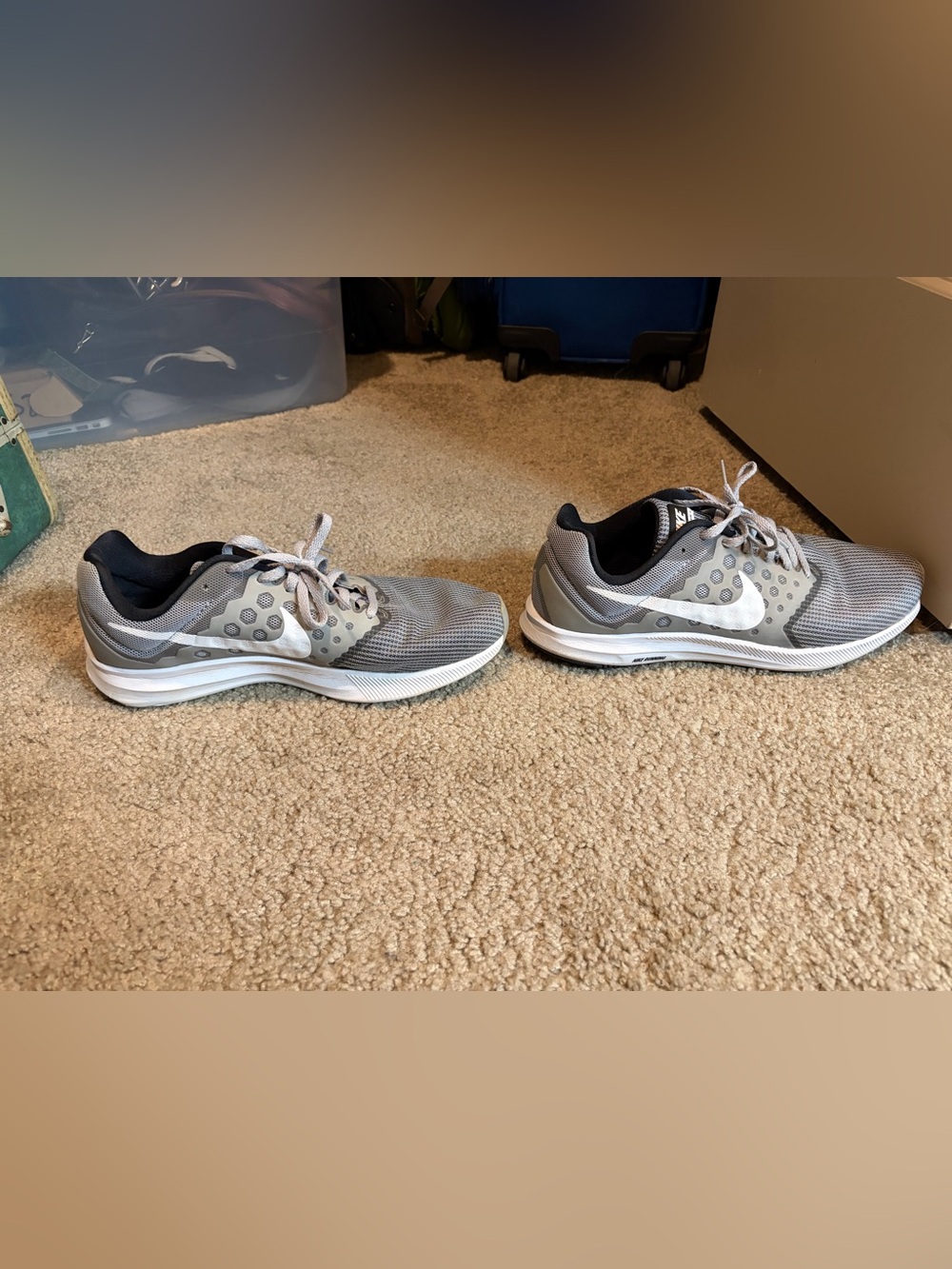 Nike Men’s Gray and White Athletic Running Shoes